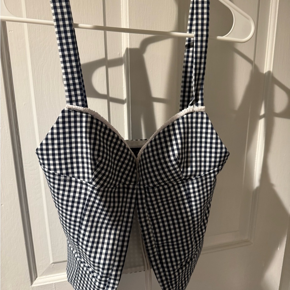Gingham corset top | checker summer top